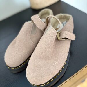 Dr. Martens Pink Suede Mary Jane Clogs